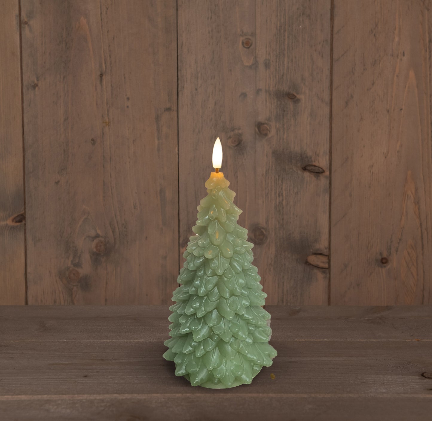 3D Flimeless LED Wick Jade Green Choink Tree świeca - 20 cm