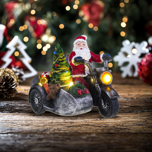 Mikołaj na motocyklu z wózkiem bocznym - Wioska Bożonarodzeniowa