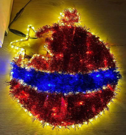 Świąteczne ozdoby LED - czerwony, niebieski i ciepły biały - 60x55 cm (kopia)