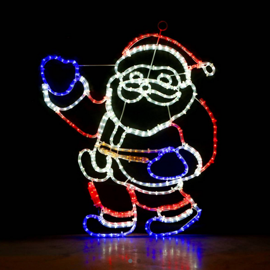 Pełna figura Świętego Mikołaja z motywem LED - 88,5x78,8cm