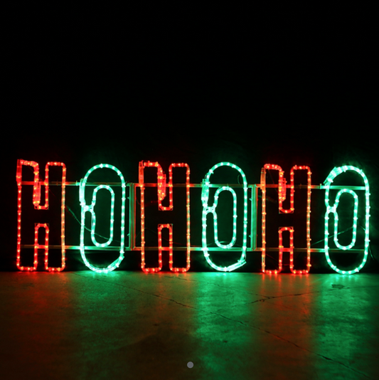 HO HO HO Znak świąteczny LED - 150x38 czerwony i zielony