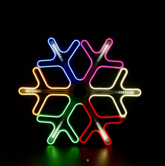 Neonowa śnieżynka 60x60 cm wielokolorowa świąteczna lampka