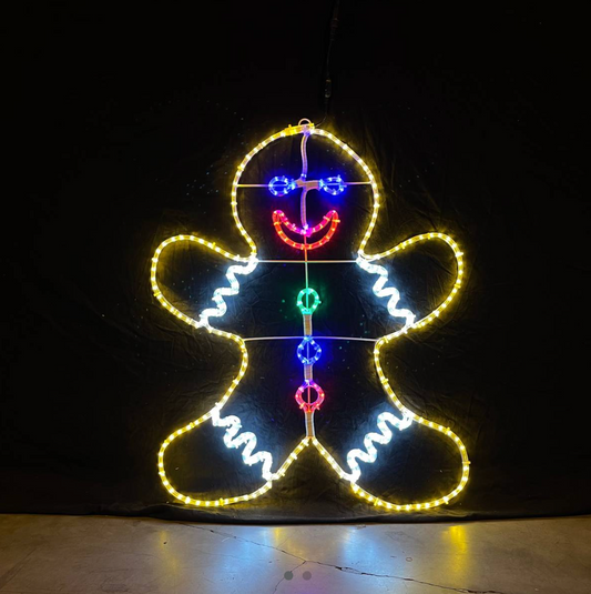 Piernikowy ludzik - Zewnętrzna lampka bożonarodzeniowa - 90x110 cm