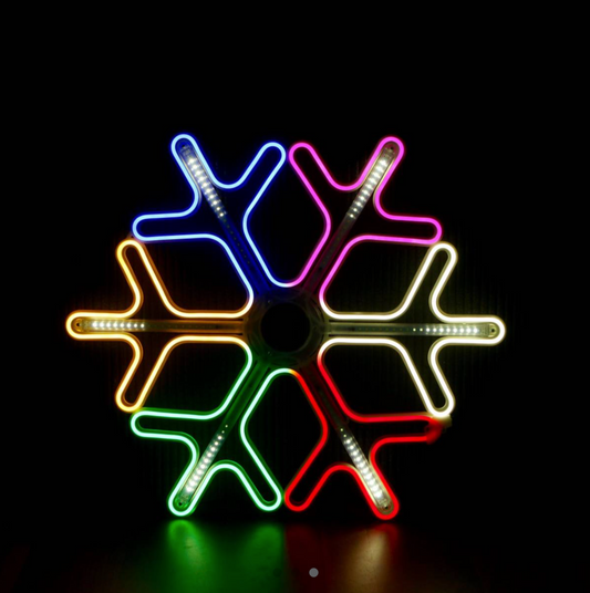 Wielokolorowa lampka świąteczna Neon Snowflake 60x60 cm